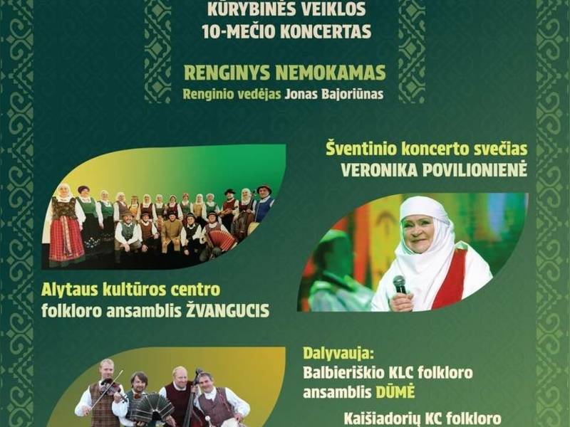 Folkloro ansamblio ŽVANGUCIS kūrybinės veiklos 10-mečio koncertas