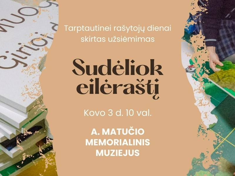 Tarptautinei rašytojų dienai paminėti skirtas edukacinis užsiėmimas „Sudėliok eilėraštį“